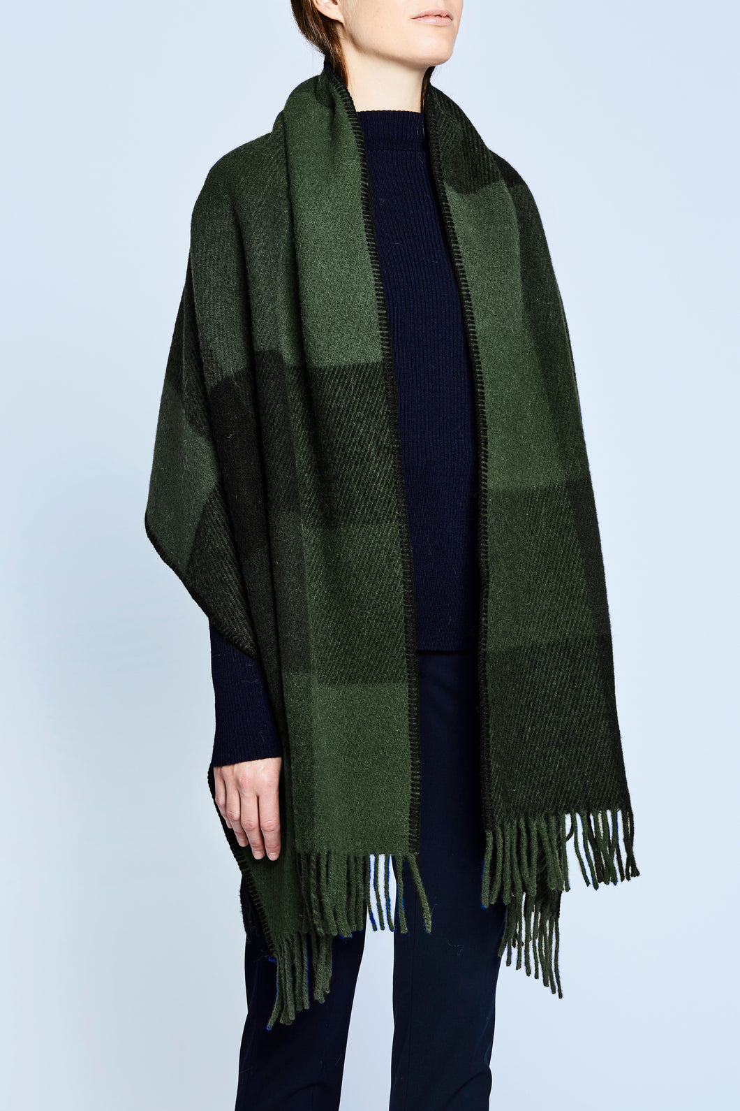 Olive Checker Shawl/ Travelling Blanket